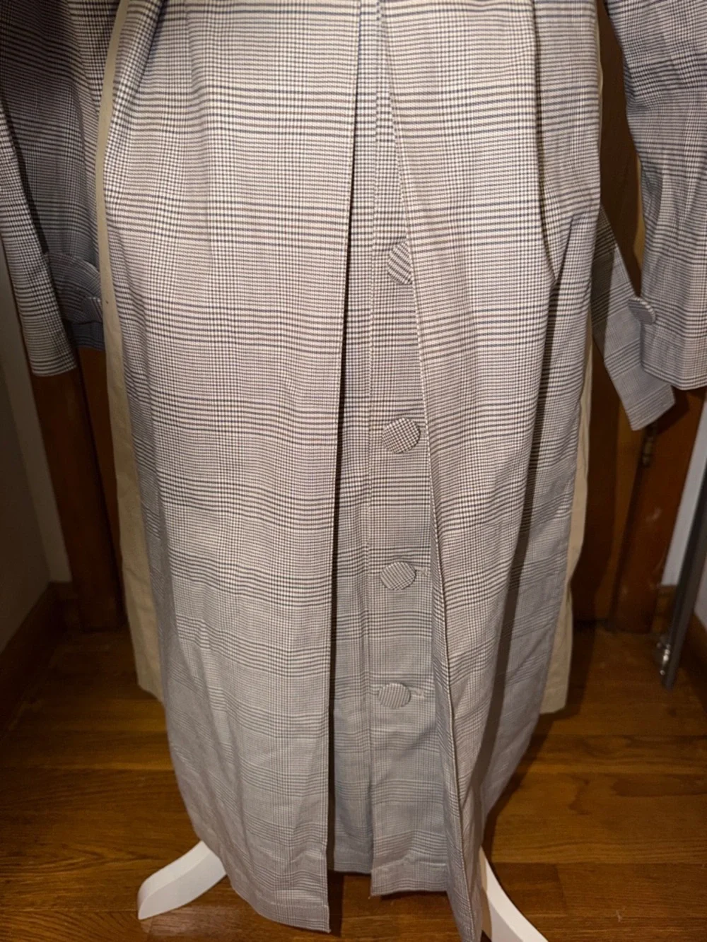 ZARA Woman Plaid Combination Double Breasted Trench Coat With Belt - Large - Picture 3 of 11